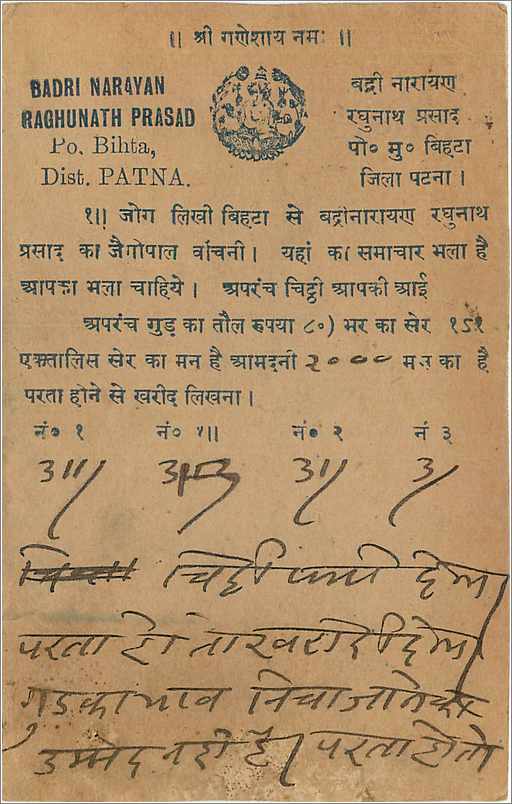 Entier Postal Postal Stationary Inde India  — Verso