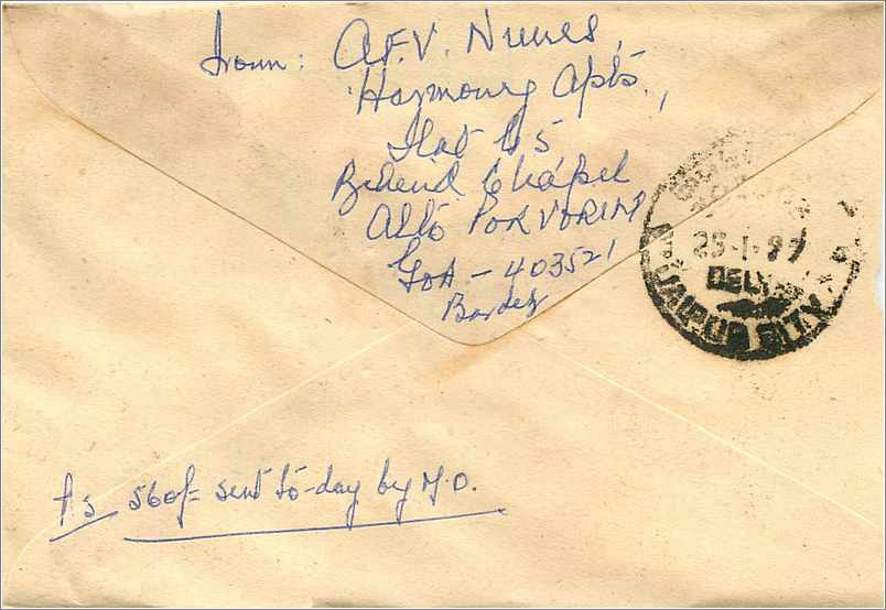 Ansichtskarte gesendet von Delhi nach Jaipur — 100 Annas-Stempel, Poststempel 'DELHI' — Empfänger: Herr Hal Stamp Co., Dhamani Market, Chaura Rasta, Jaipur — Rückseite