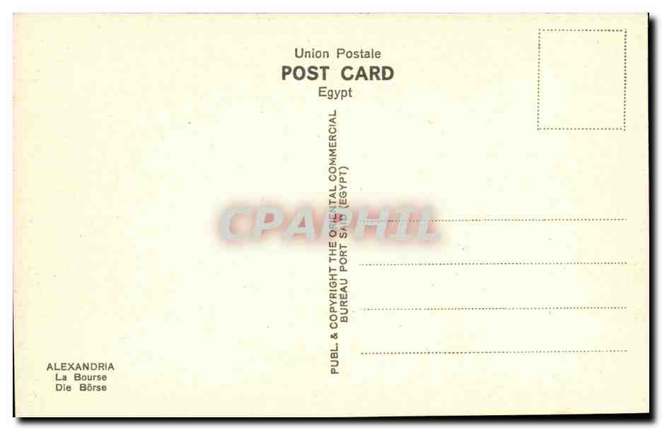 Afrique - Africa - Egypte - Egypt - Alexandria - The Exchange - CPA  — Rückseite