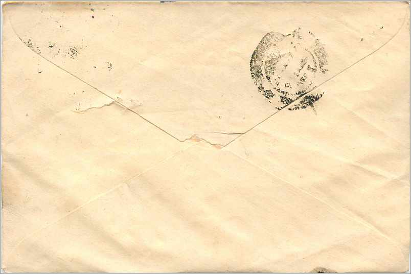 Ansichtskarte an B.K. Poddar, Stamp Syndicate, Kalkutta — 100 p. Briefmarken und Poststempel von Goochsero — Rückseite