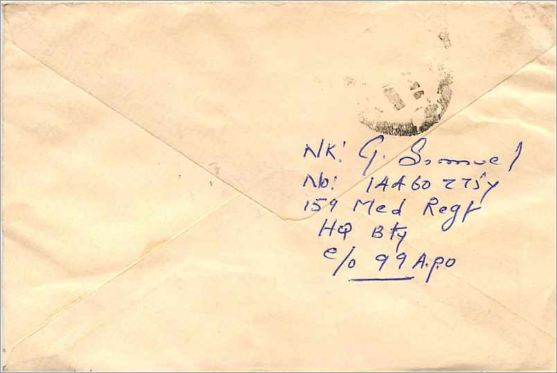Enveloppe postale indienne — Stamps Syndicate, Calcutta — timbre 100 INR — Verso