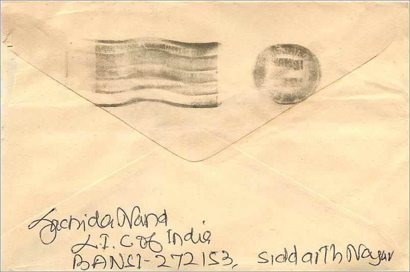 Indische Ansichtskarte — Stempel Gandhi und Ashoka — Mittal Stamp Company, Jaipur — Rückseite