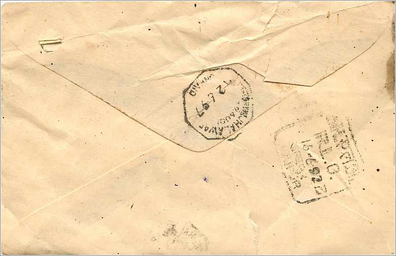 Indische Ansichtskarte — Text in Devanagari-Schrift — 100 p. Stempel — Poststempel von Shahjahanpur — Rückseite