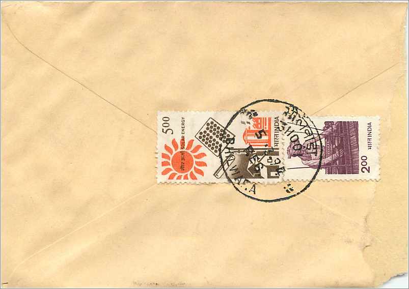 Jaipur — Hindwara — postcard with energy stamps — Back