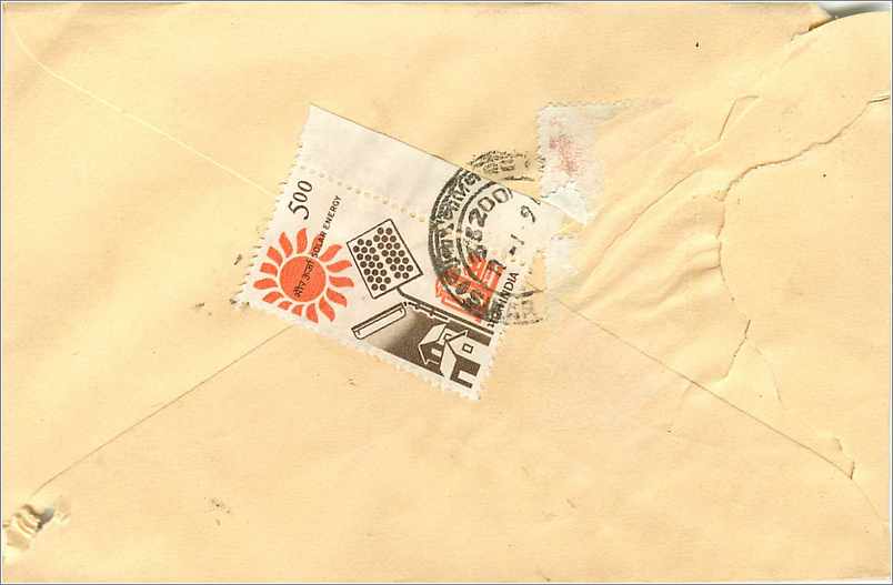 Carte postale à l'attention du Directeur des Services Médicaux & Santé à Jaipur — Sikkim College, Sikar District, Inde — Verso