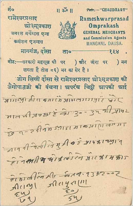 Entier Postal Postal Stationary Inde India Jaipur — Rückseite