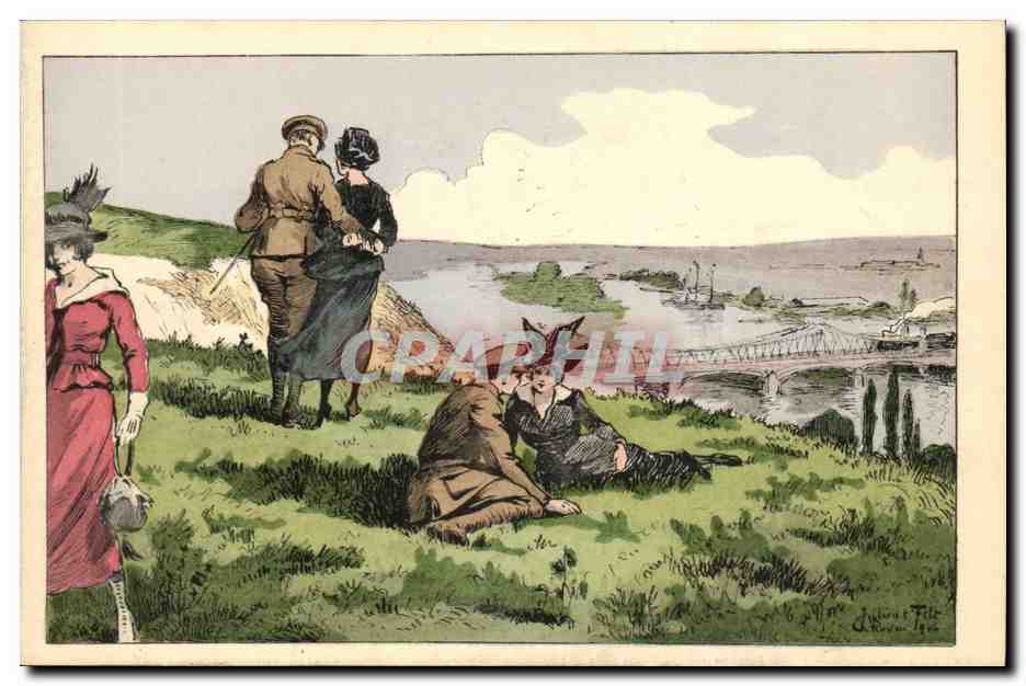 CPA Illustrateur Rouen Temps de guerre Sur les hauteurs environnantes (militaria)