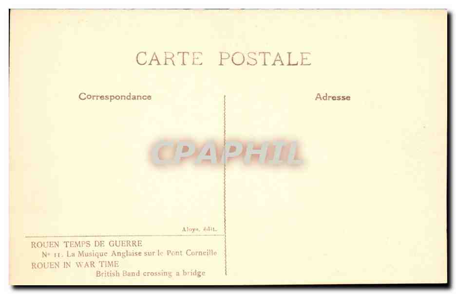 CPA Illustrateur Rouen Temps de guerre La musique anglaise sur le pont Corneille (militaria) Felt — Rückseite