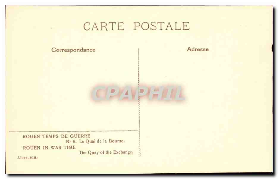 CPA Illustrateur Rouen Temps de guerre Le quai de la Bourse (militaria) Felt — Rückseite