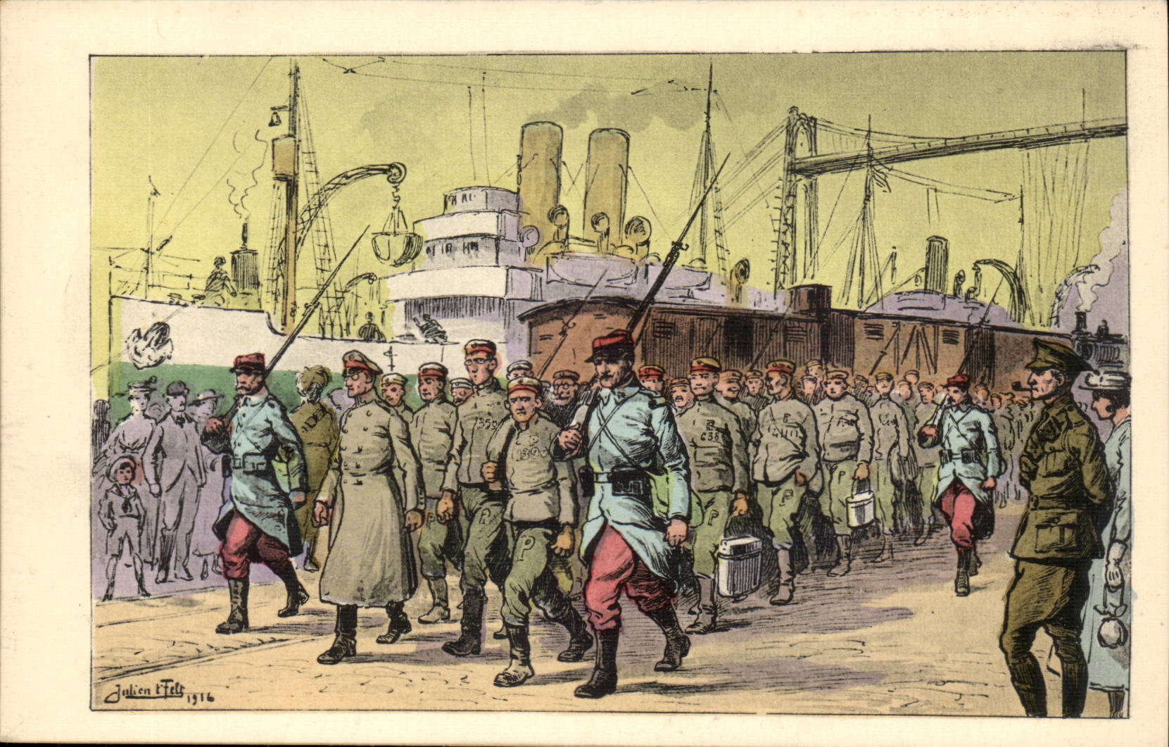 CPA Illustrateur Rouen Temps de guerre Prisonniers de guerre (militaria) Felt