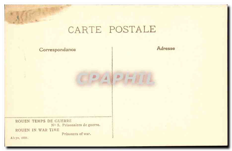 CPA Illustrateur Rouen Temps de guerre Prisonniers de guerre (militaria) Felt — Rückseite
