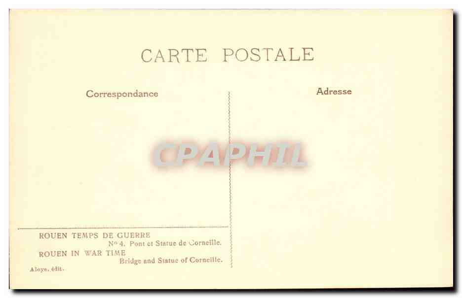 CPA Illustrateur Rouen Temps de guerre Pont et statue de Corneille (militaria) Felt — Rückseite