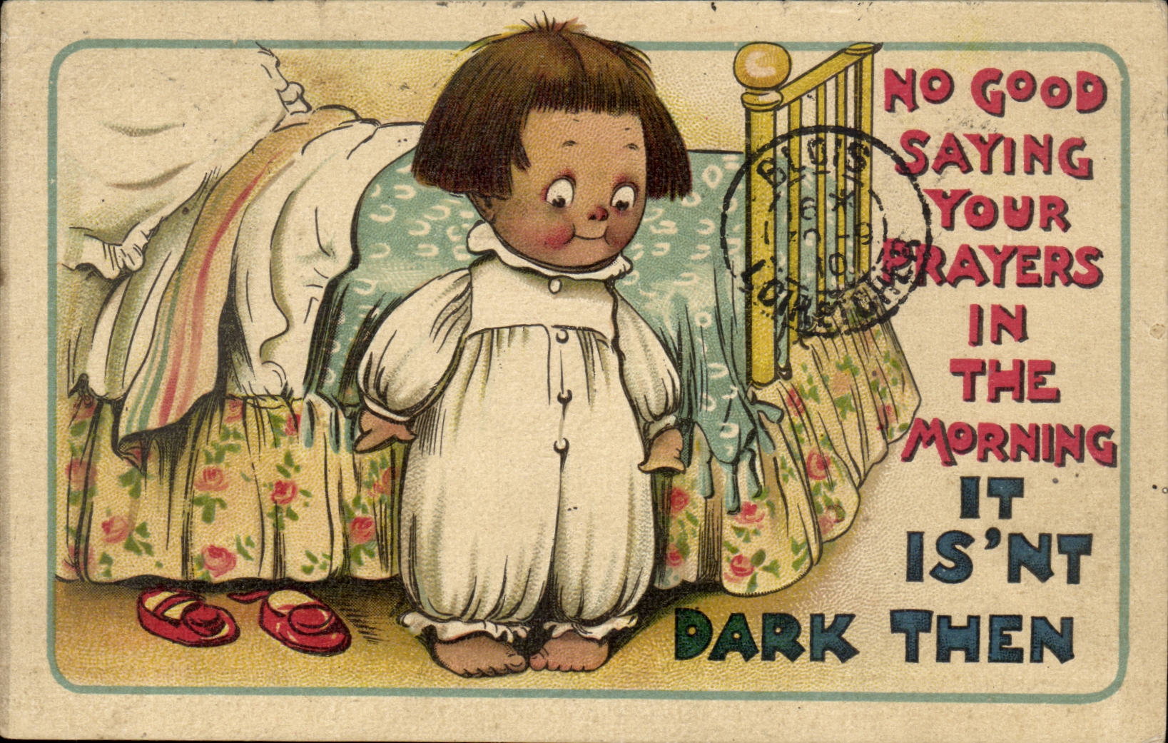 Enfant dans son lit — Avertissement sur la prière — B.B. London & New York Series N° 2231