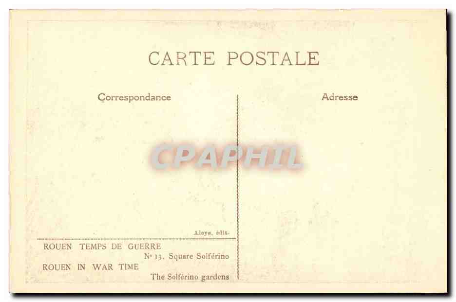 CPA Rouen temps de guerre Square Solferino (militaria) — Rückseite