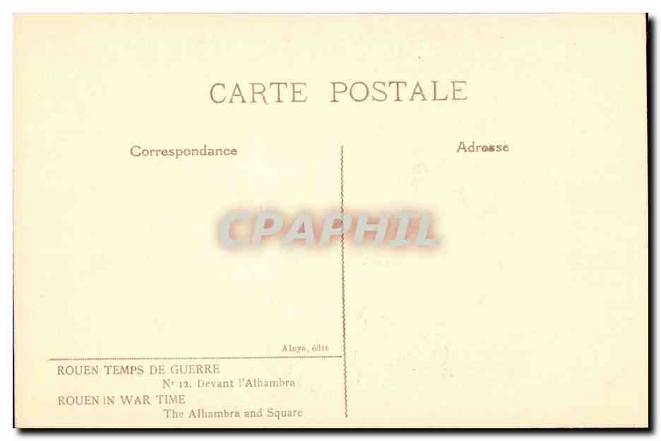 CPA Rouen temps de guerre Devant l'Alhambra (militaria Croix Rouge Red cross) — Rückseite