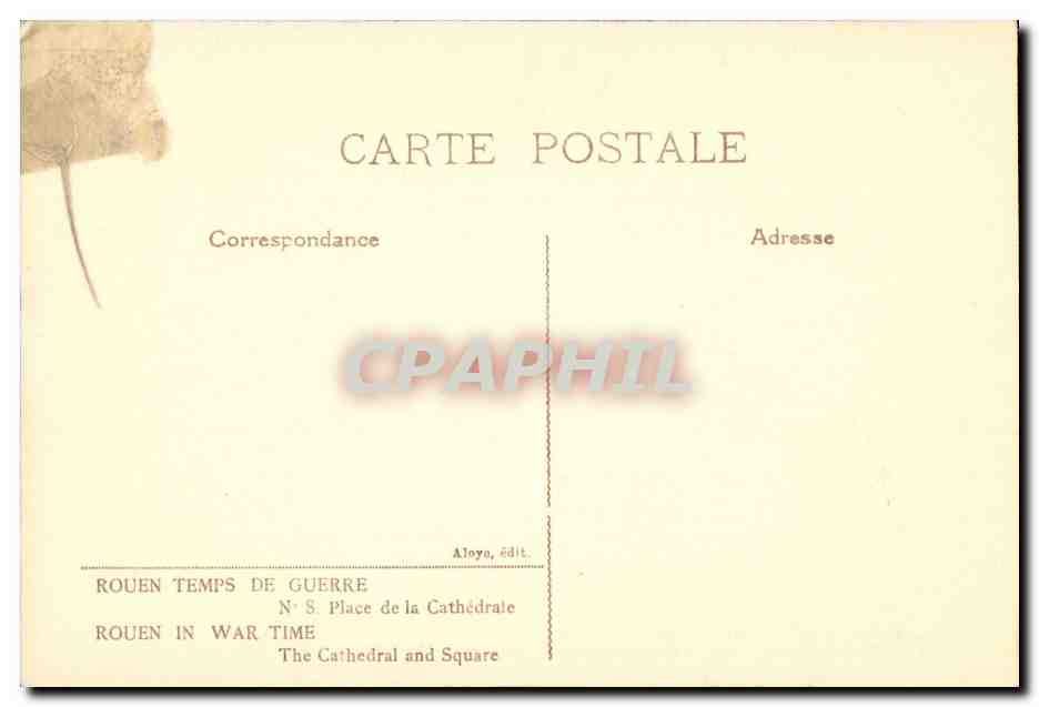 CPA Rouen temps de guerre Place de la cathedrale (militaria Croix Rouge) — Rückseite