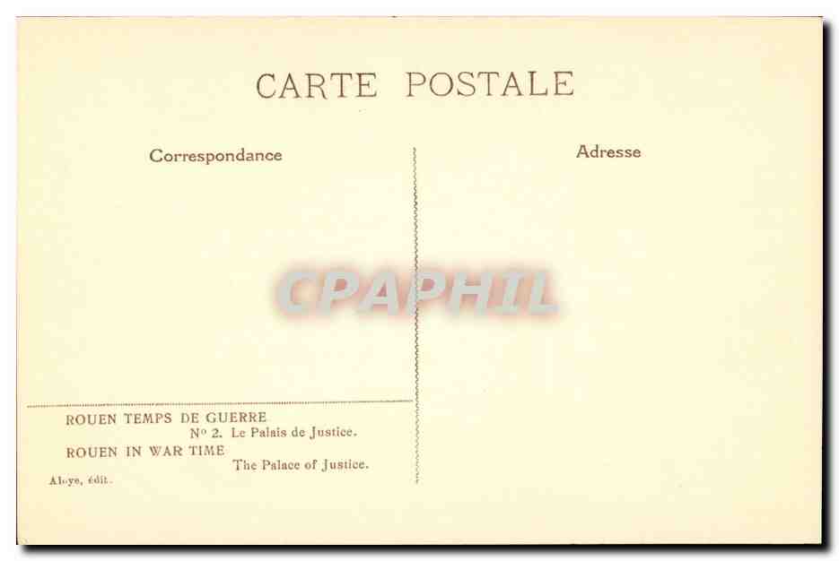 CPA Rouen temps de guerre Le palais de justice (militaria) Felt — Rückseite
