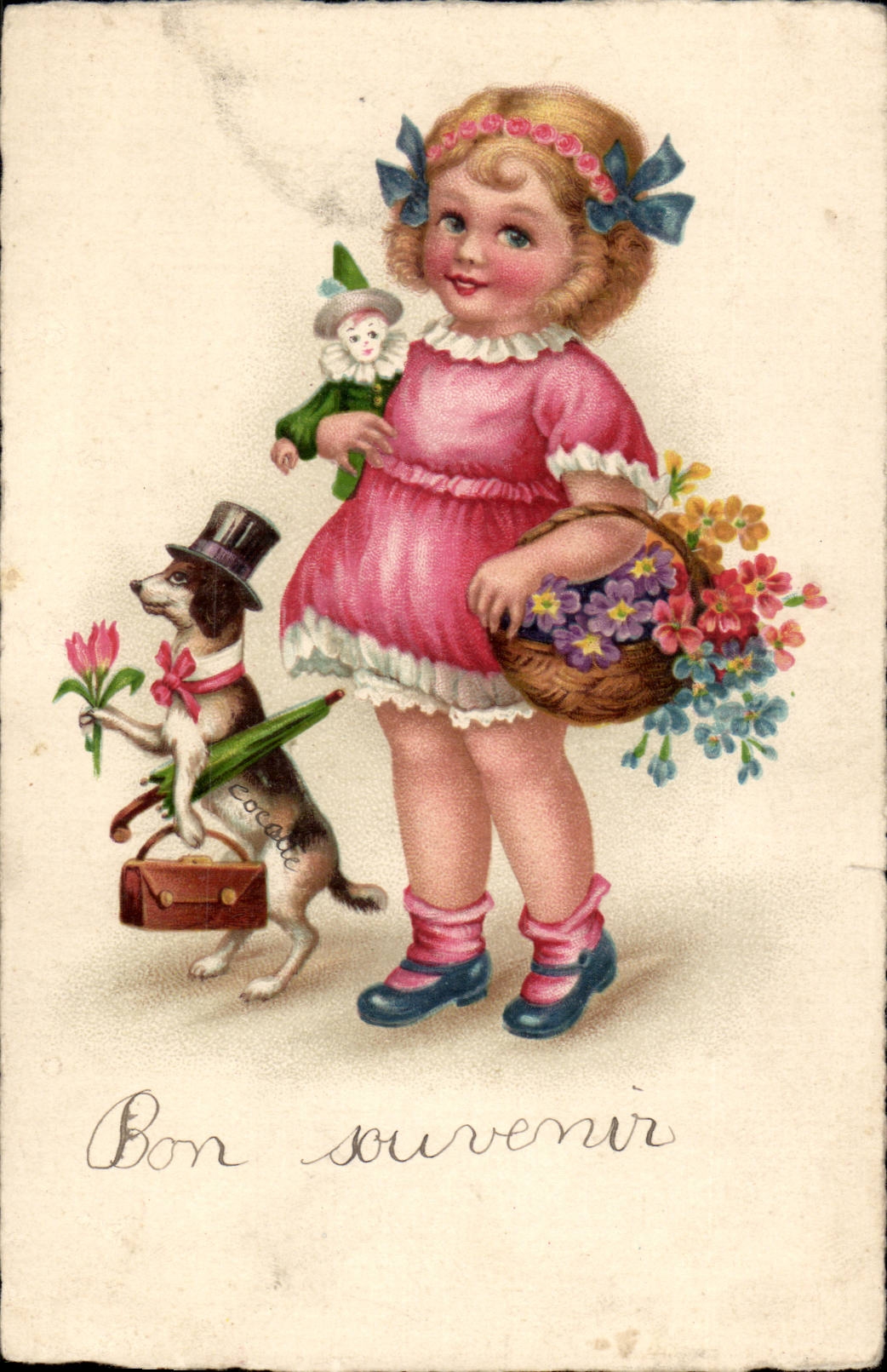CPA Fantaisie Enfant et chien Cocotte 