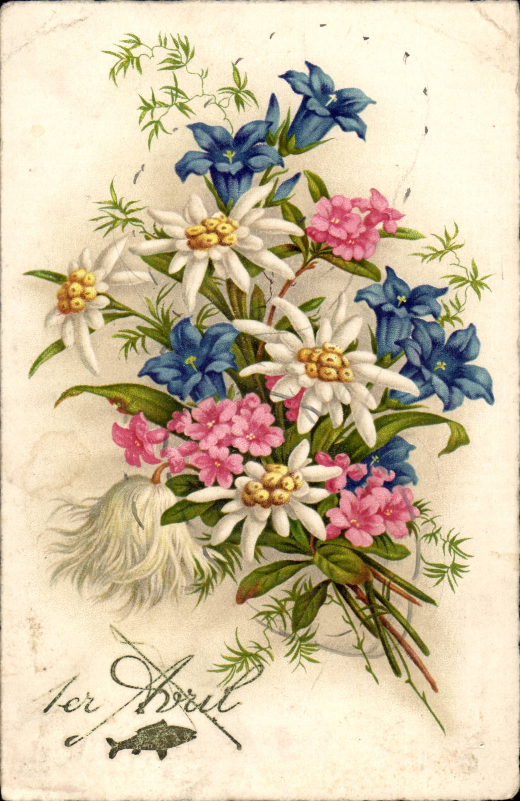 CPA Fantaisie Fleurs 1er avril