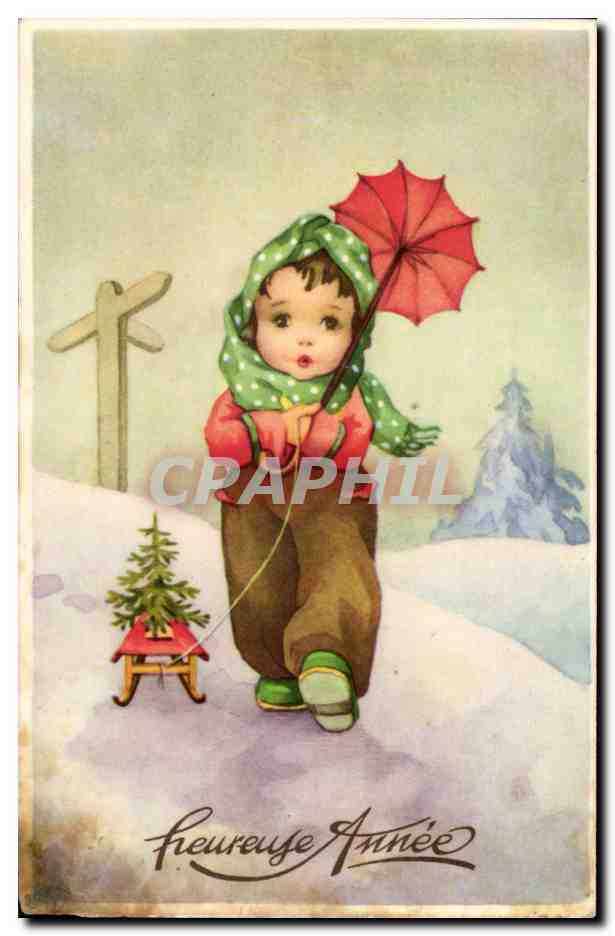 CPA Fantaisie Enfant Heureuse annee