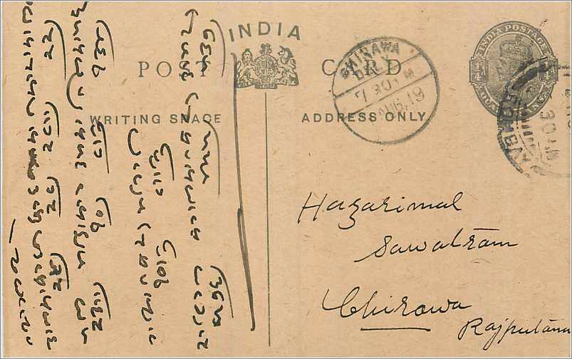 Entier Postal Postal Stationary Inde India 