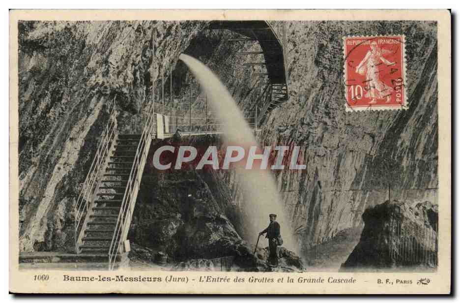 Baume les Messieurs - L'Entree des Grottes et la Grande Cascade - CPA 