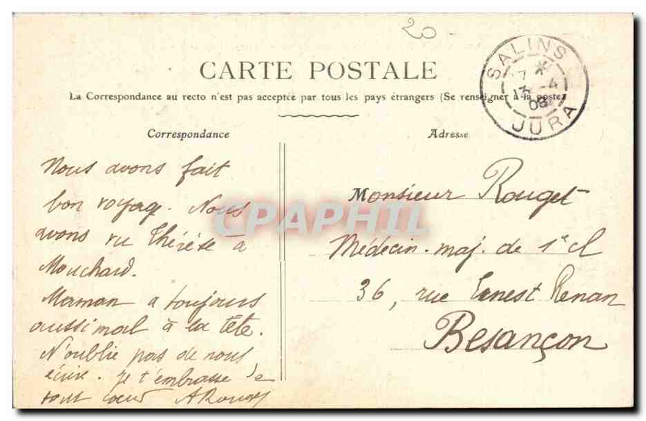 Arbois — Cascade de Courcelles et Maison Pasteur — H. Simon, édit., Arbois — Rückseite