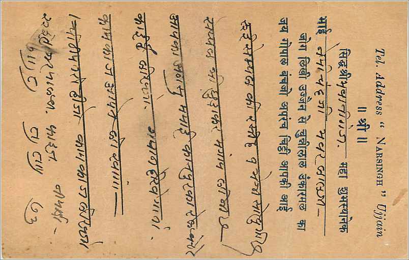 Entier Postal Postal Stationary Inde India Gwalior — Rückseite