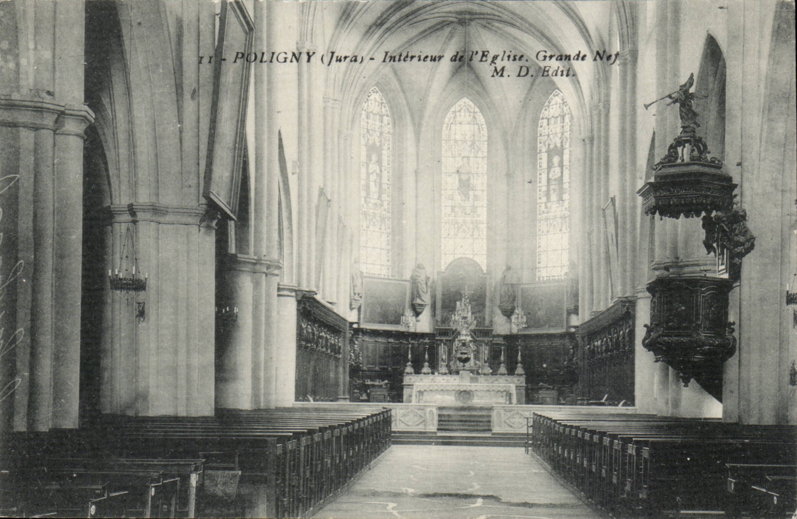 Poligny - Interieur de l'Eglise - Grande Nef - CPA 