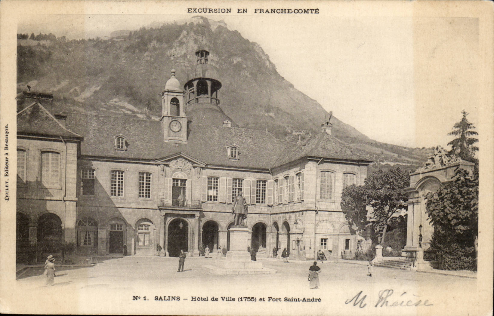 Salins — Hôtel de Ville (1755) et Fort Saint-André — Excursion en Franche-Comté, éditeur Quillet à Besançon, N°1