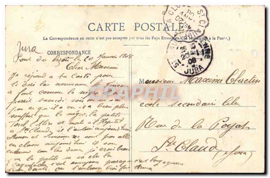 Saint Claude - Paysage des Foules en Hiver - Enfant - CPA  — Rückseite