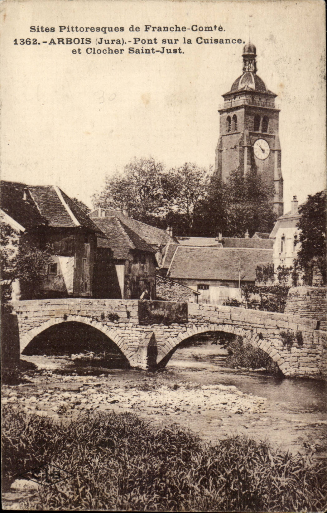 Arbois - Pont sur la Cuisance et Clocher Saint Just CPA 