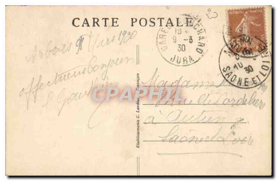 Arbois - La Tour Gloriette CPA  — Back