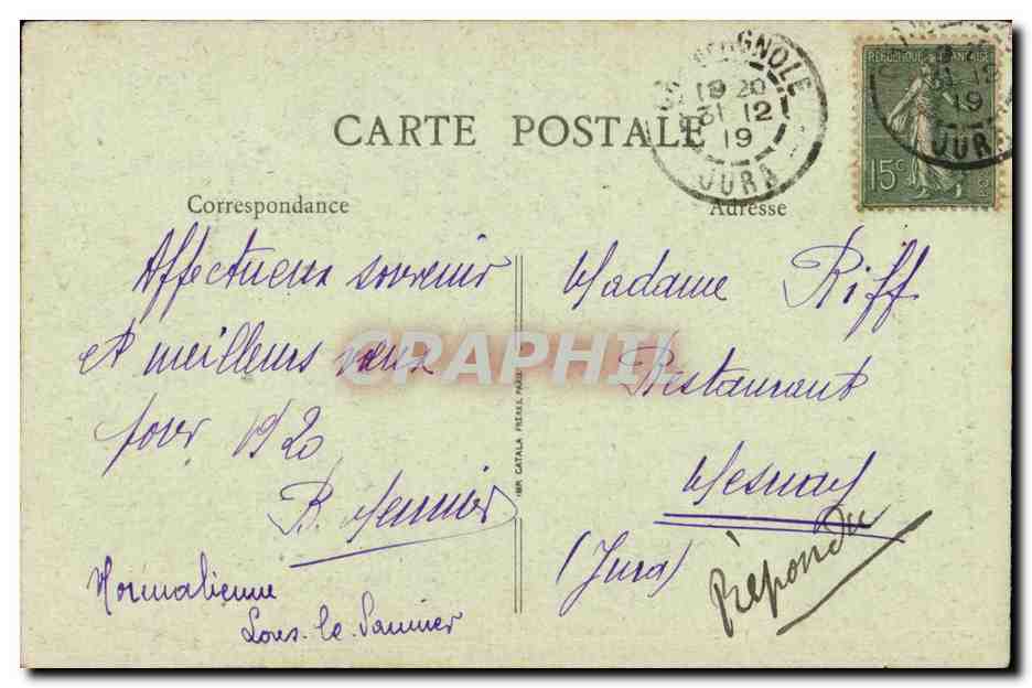 Pont de la Chaux - Route de Champagnole et la riviere d'Ain - CPA  — Rückseite