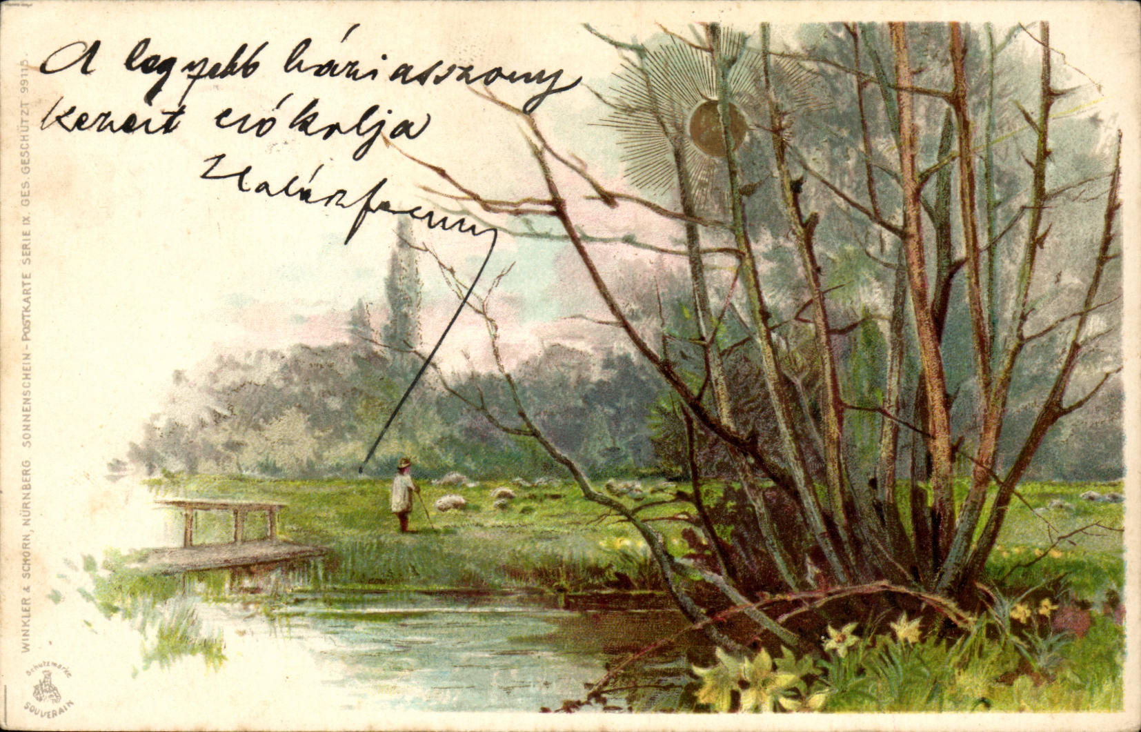 Paysage de forêt et étang — Winkler & Schorn, Nürnberg, série 'Ges Geschiützt' — 1910