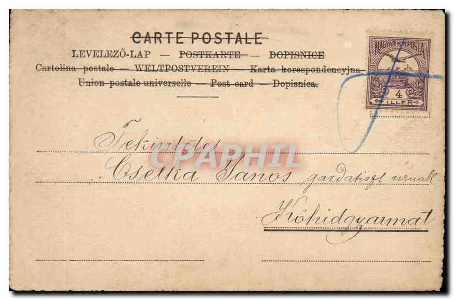fantaisie - Couple - Crying woman and concerned man - barrels of wine - CPA (carte hongroise Hungary Hongrie) — Rückseite