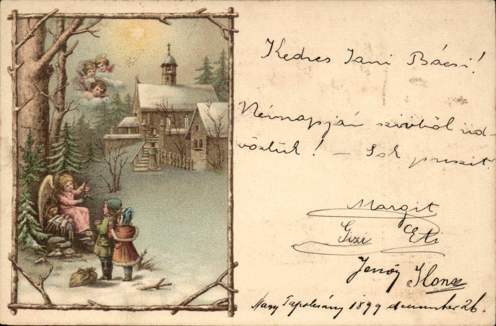 Ange - Angel - Engel - Village scene - CPA (carte hongroise Hungary Hongrie)