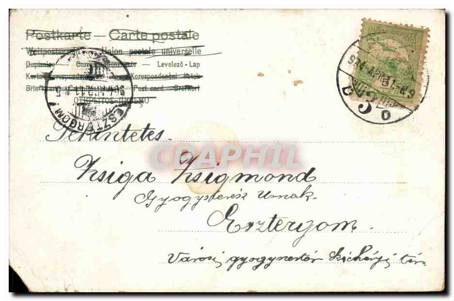 Fantaisie - Enfant avec poupee - Child with doll - CPA (carte hongroise Hungary Hongrie) — Rückseite