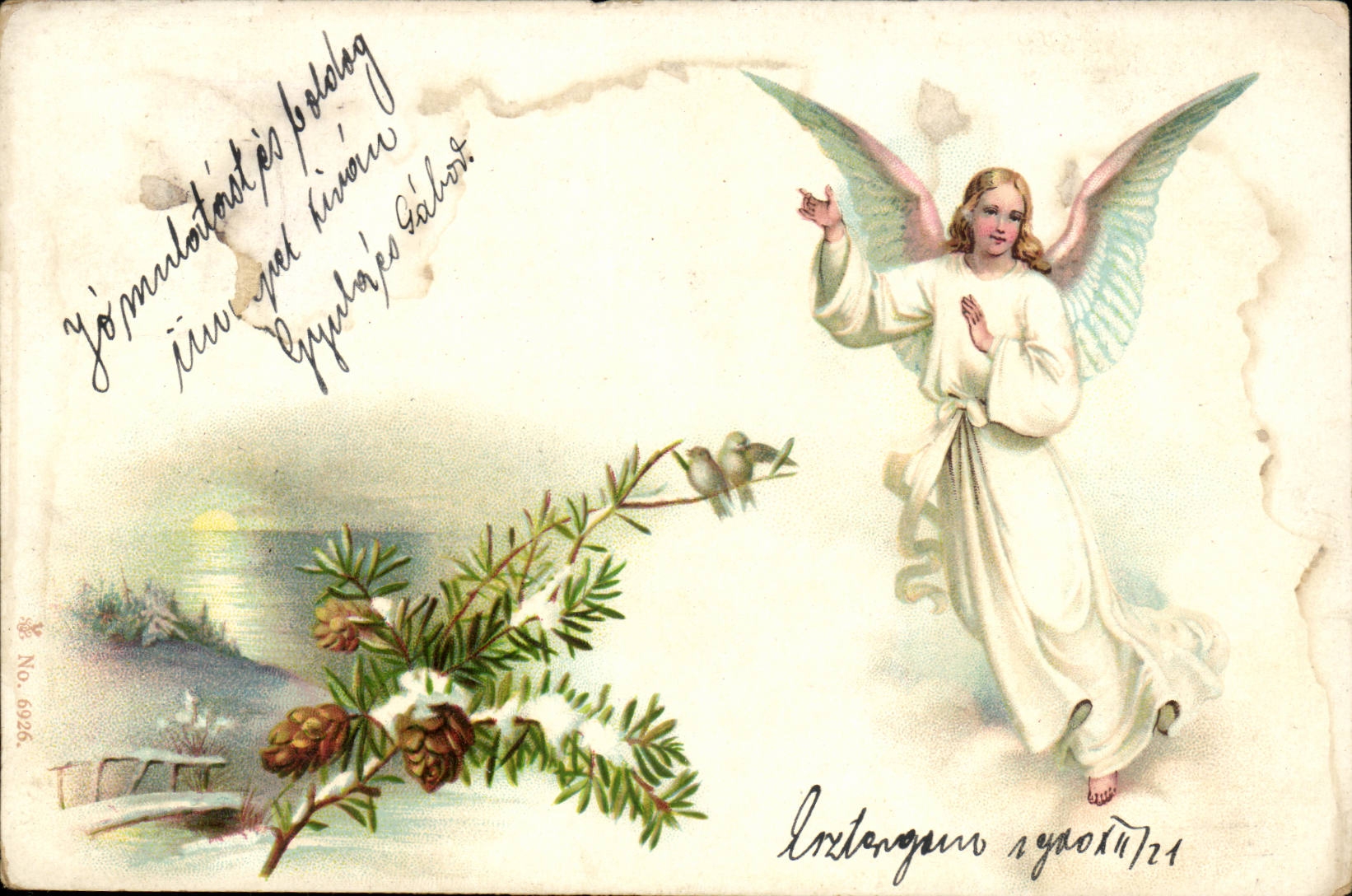 Ange - Angel - Engel - Floating beautiful angel - CPA (carte hongroise Hungary Hongrie)