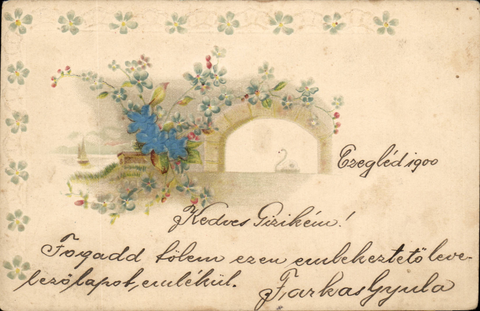 Fleurs - Flower - Sunny Window surrounded with flowers - CPA (carte hongroise Hungary Hongrie)