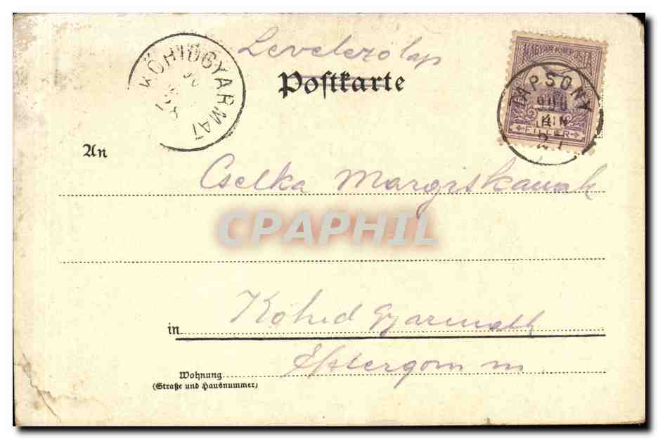 Animaux - Chat - Chaton - Cat in a decorated basket - CPA (carte hongroise Hungary Hongrie) — Rückseite