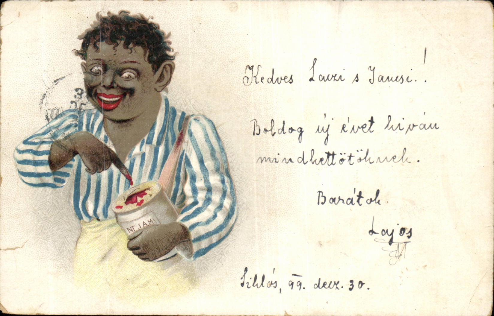 Jeune homme noir en chemise rayée — illustration humoristique — éditeur NT. IAMI