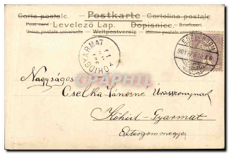 Animaux - Oiseaux - Birds on a telephone wire - CPA (carte hongroise Hungary Hongrie) — Rückseite
