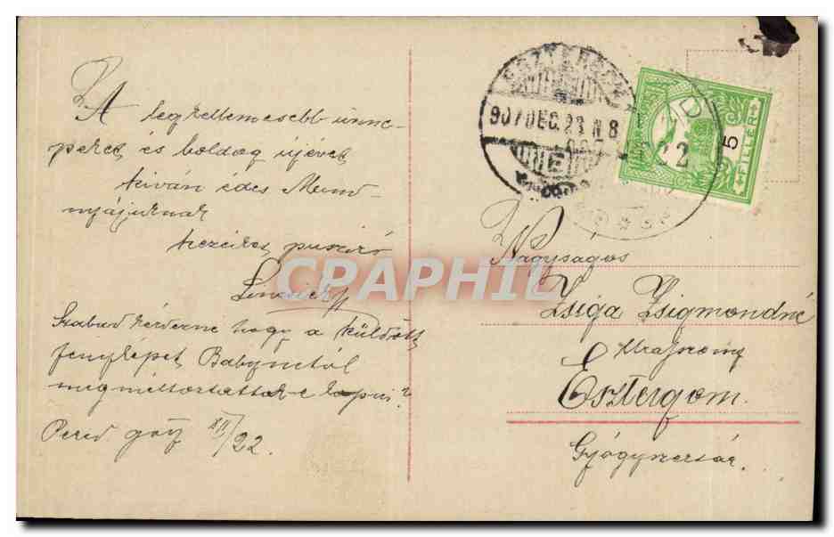 Fantaisie - Enfant et poupee - Noel - Christmas - sapin de Noel - Chritmas Tree - CPA (carte hongroise Hungar — Rückseite