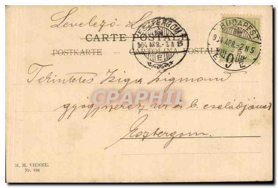 Fantaisie - Enfant - Child with hand fluttering towards heart - CPA (carte hongroise Hungary Hongrie) — Verso