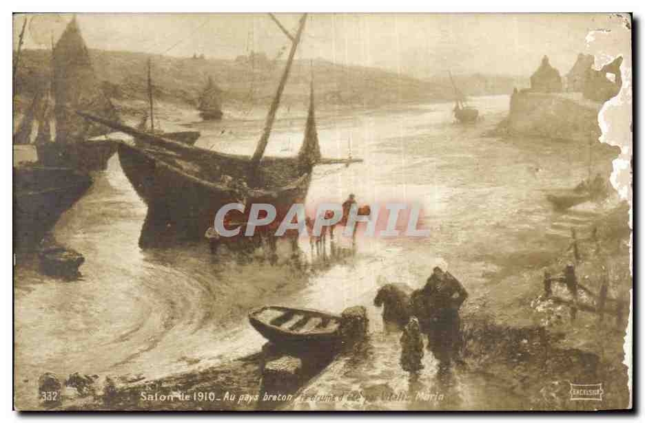 Arts - Tableau - Boat arrival - bateau - CPA 