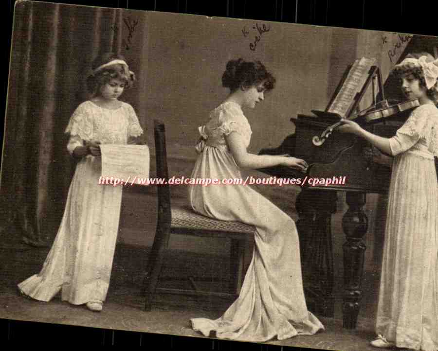 Fantaisie - Enfants - la Musique - Intruments - violin - piano - chanter - CPA (carte hongroise Hungary Hongrie)