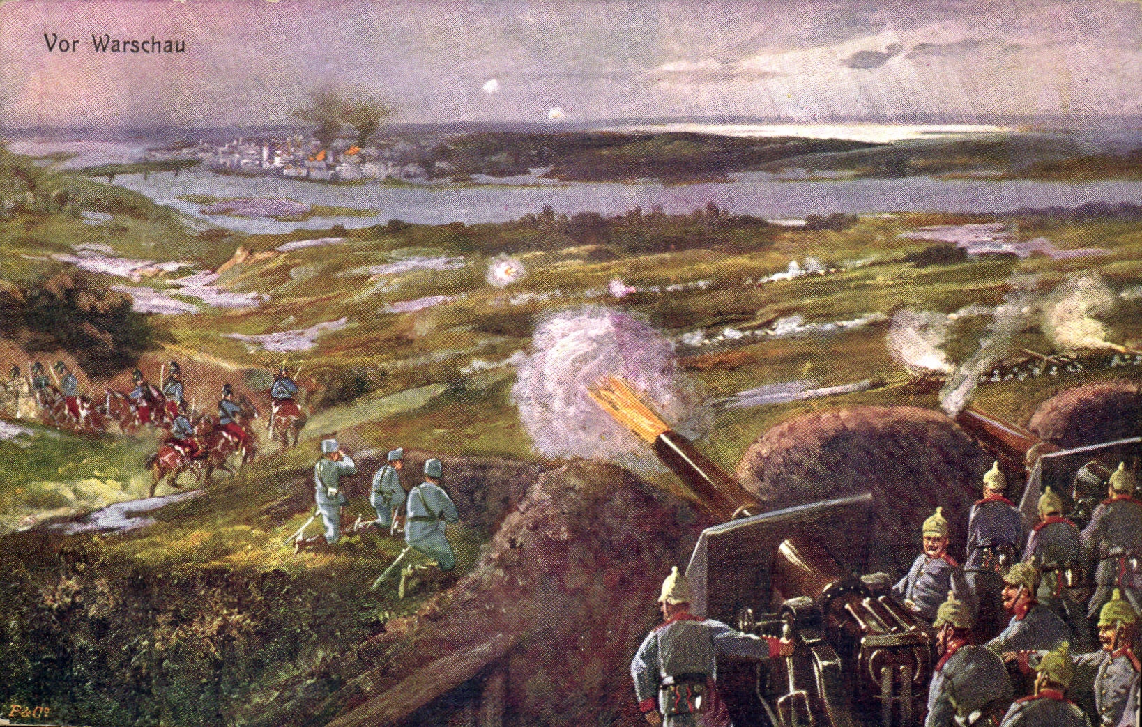 Bataille de Varsovie — scène de combat avec canons et cavaliers — édition Paris, n° 145