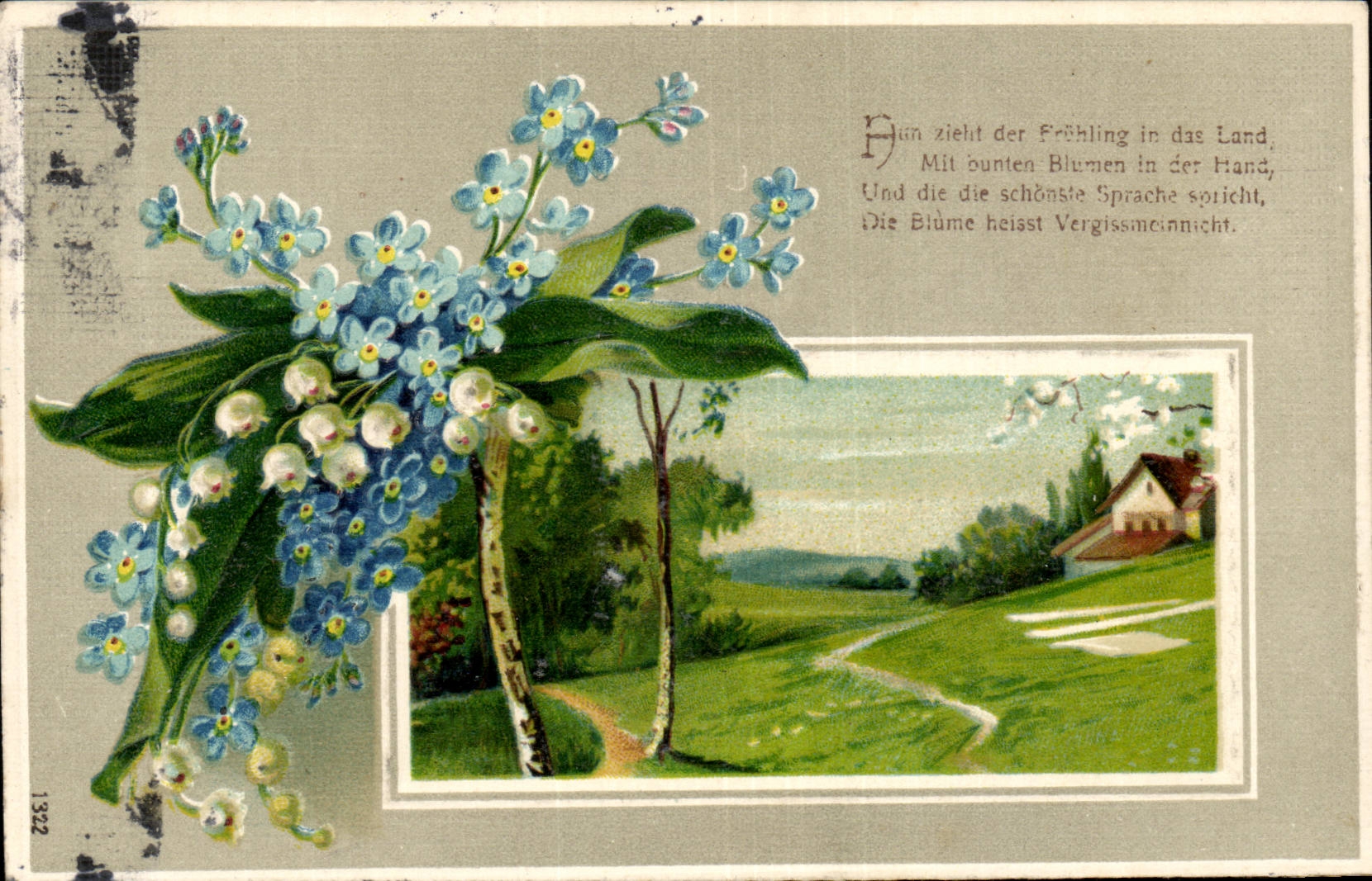 Fleurs de printemps — poème allemand — éditeur inconnu, n° de série non visible