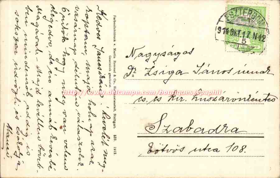Fleurs - Orange blossoms - flowers (carte hongroise Hungary Hongrie) — Rückseite